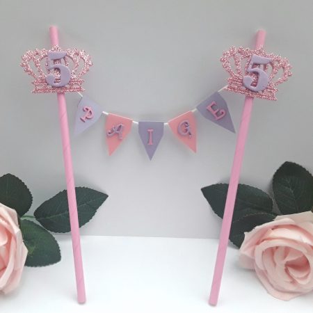 Personalised Princess Bunting Cake Topper, Personalised Crown bunting cake topper