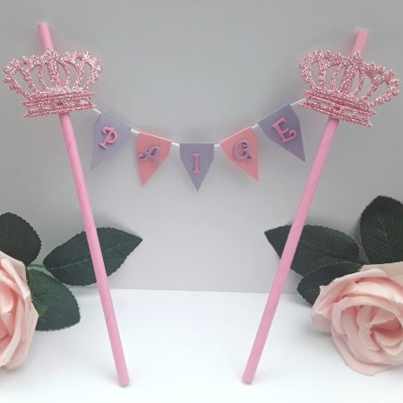 Personalised Princess Bunting Cake Topper, Personalised Crown bunting cake topper