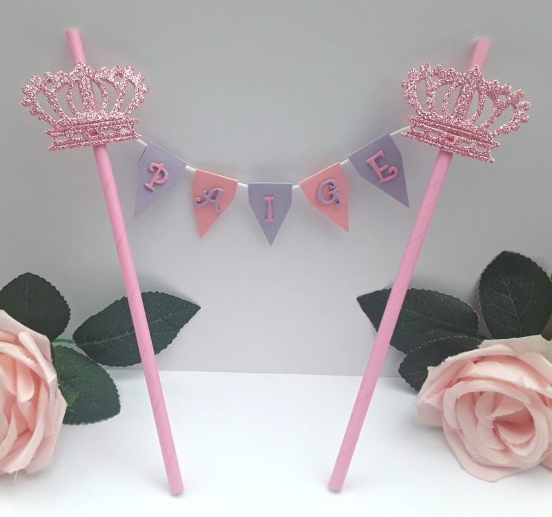 Personalised Princess Bunting Cake Topper, Personalised Crown bunting cake topper