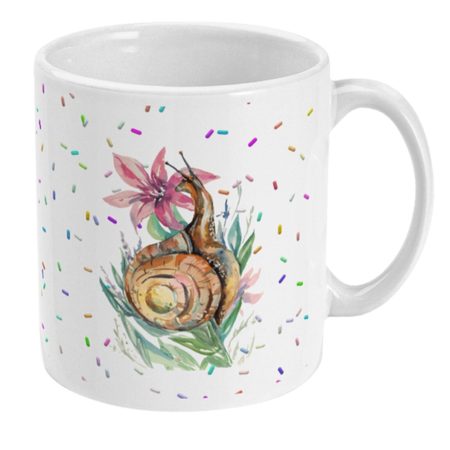 Watercolour Snail and Flower Coffee Mug