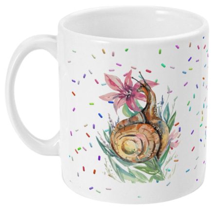 Watercolour Snail and Flower Coffee Mug