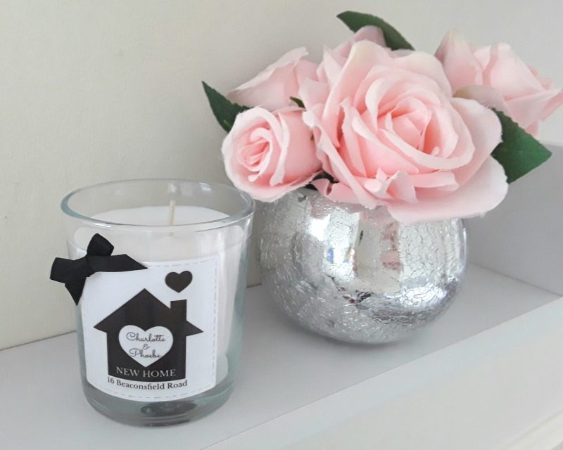 Personalised new home candle, new home gift, house warming gift