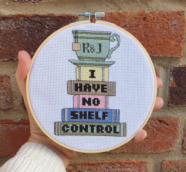 I Have No Shelf Control Book Lover Gift, Embroidered Bookworm Wall Art, Reader Pun