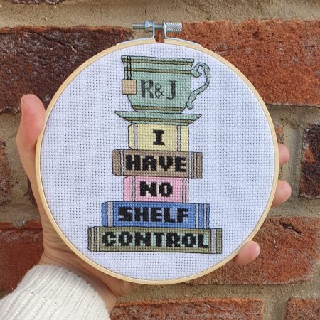 I Have No Shelf Control Book Lover Gift, Embroidered Bookworm Wall Art, Reader Pun