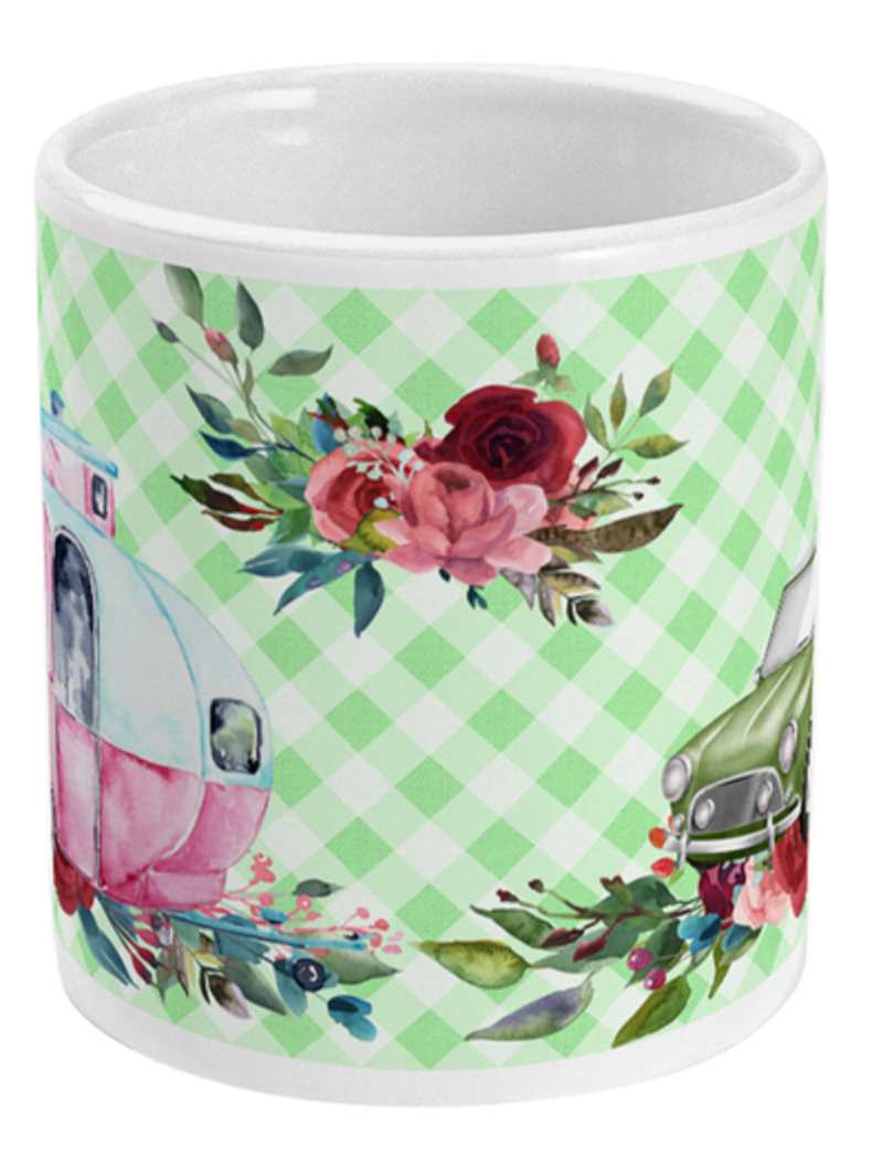 Classic Mini car and Caravan Coffee Mug