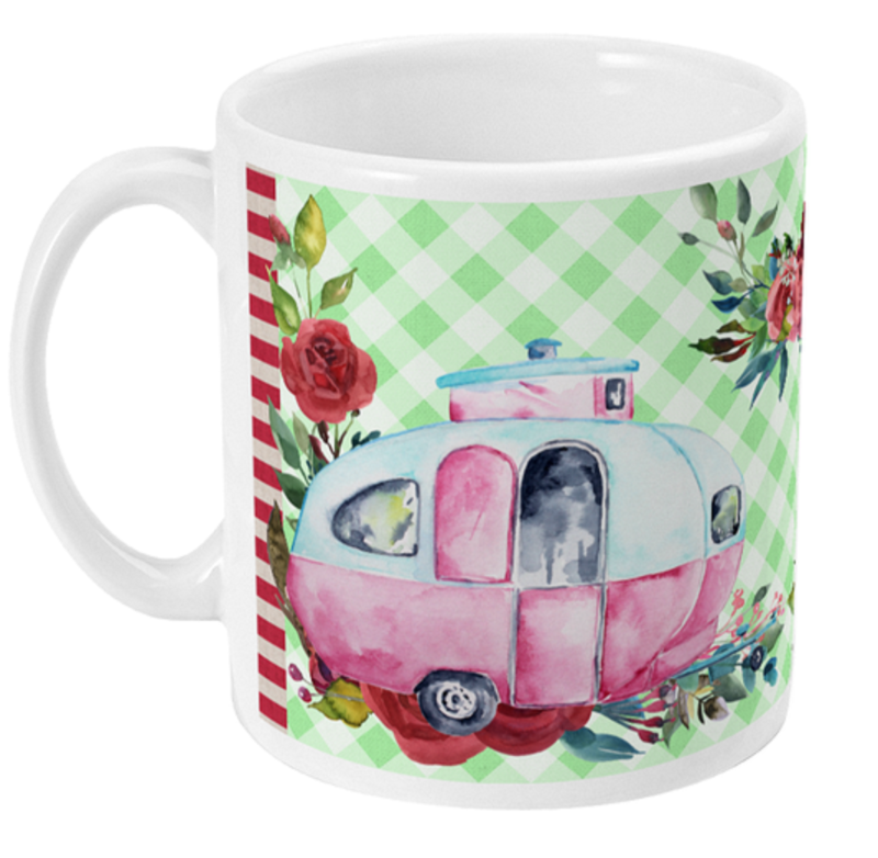Classic Mini car and Caravan Coffee Mug