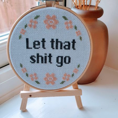 Bathroom Toilet Humour Wall Art, Office Wall Hanging, Funny Home Decor, Completed Cross Stitch Hoop