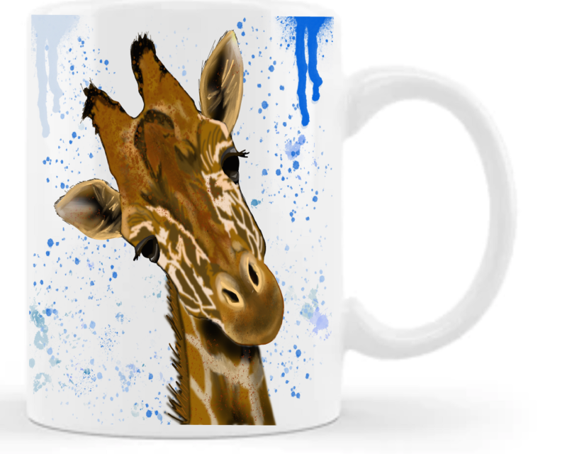 Rainbow Splattered Giraffe Coffee Mug