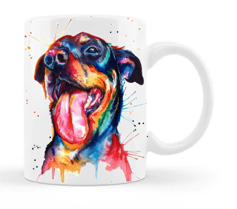 Rainbow Splashed Rottweiler Dog Mug