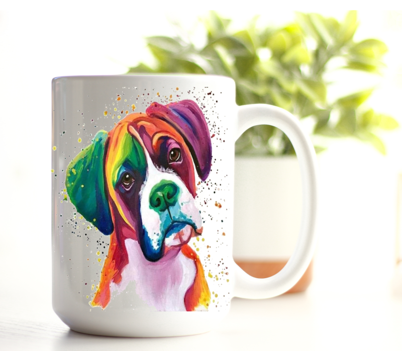 Rainbow Splashed Boxer Dog Mug