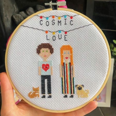 Custom Made To Order Personalised Cross Stitch Hoop Art