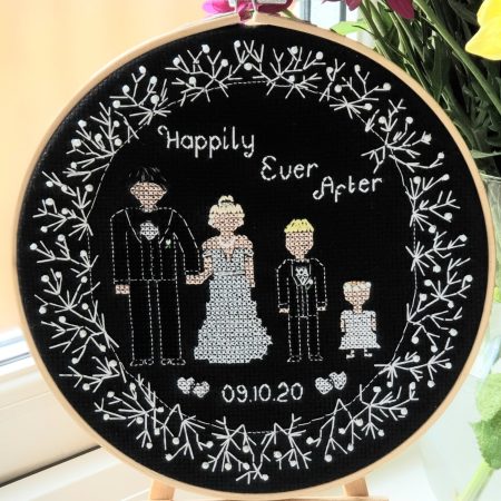 Custom Made To Order Personalised Cross Stitch Hoop Art
