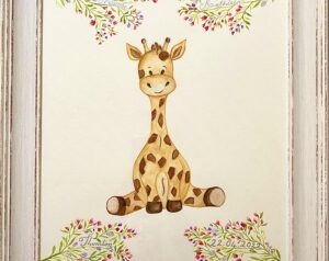 Hand painted nursery wall art | watercolour giraffe painting