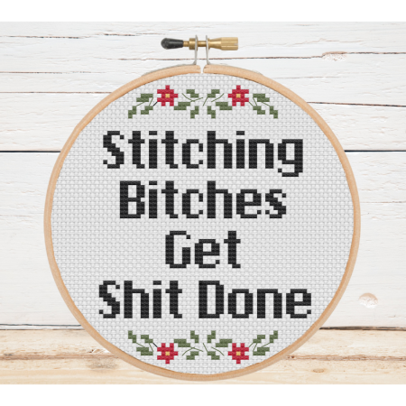 Funny Completed Cross Stitched Hoop, Sewing Gift for Crafter