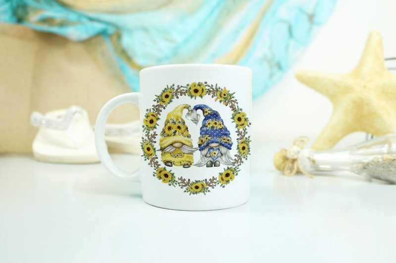 Sunflower Gnomes Wreath Mug