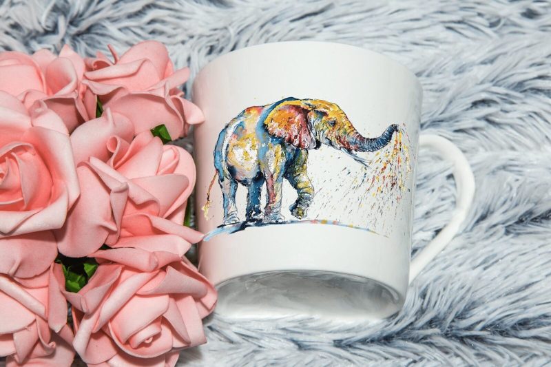 Rainbow Splashed Elephant Mug