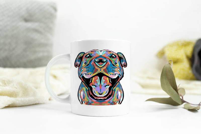 Colourful Staffie Smile Coffee Mug