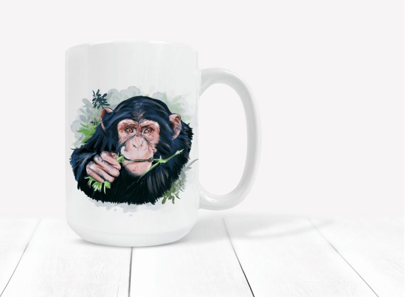 Chimpanzee Eating Leaves Mug
