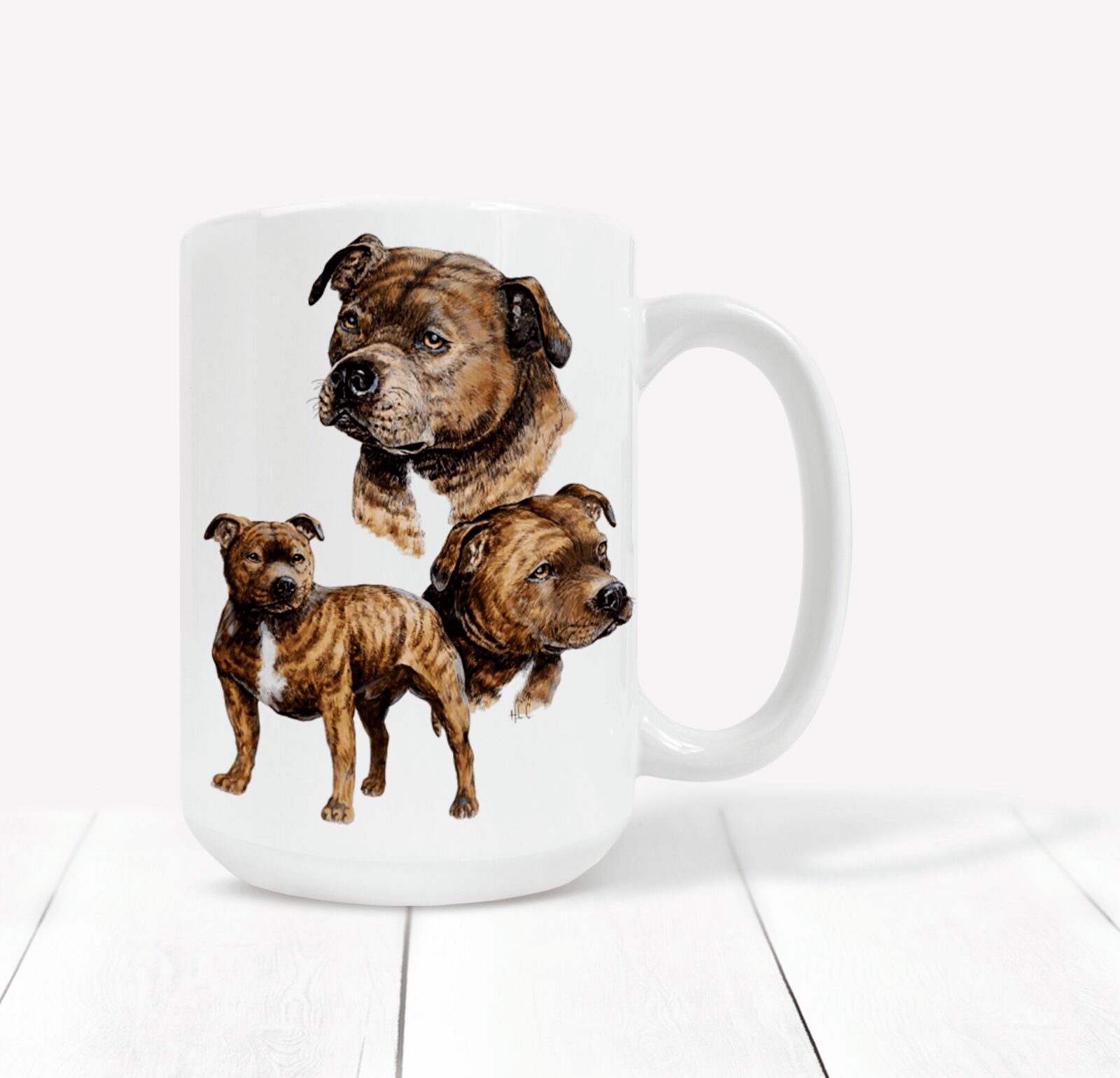 Trio of Brindle Staffordshire Bull Terriers Mug