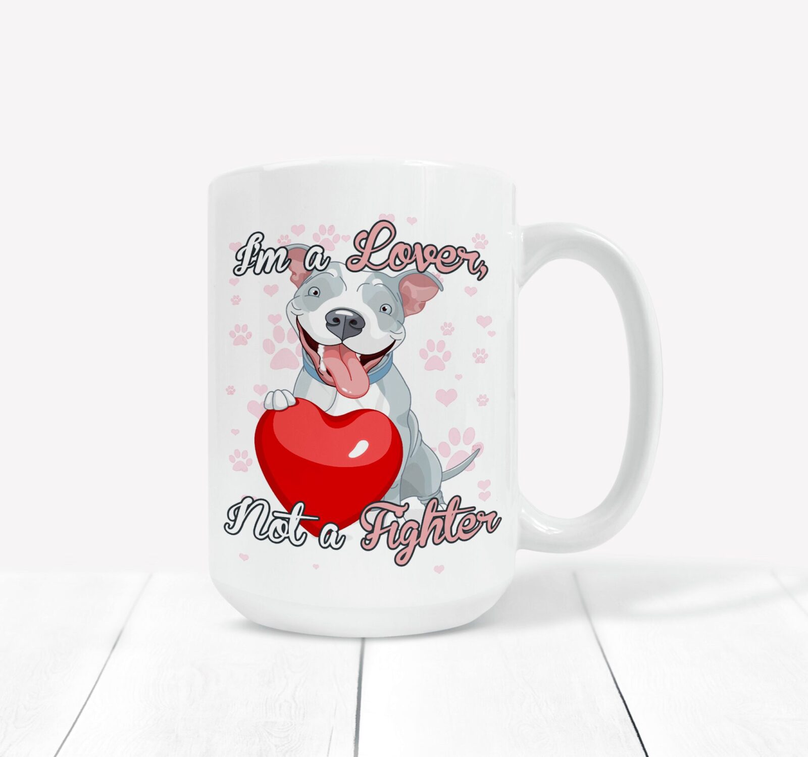 I'm a Lover Not a Fighter Staffie Mug