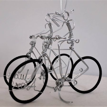 Mr and Mrs Bicycle wedding cake toppers.
