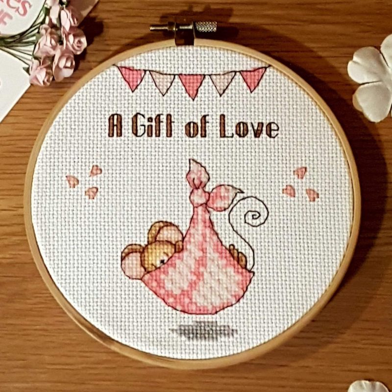 New Baby Gift of Love Completed Cross Stitched Wall Art