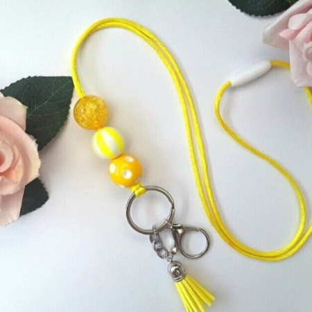 Teacher lanyard gift, Beaded Lanyard, ID Badge holder with split ring and large lobster claw🌞