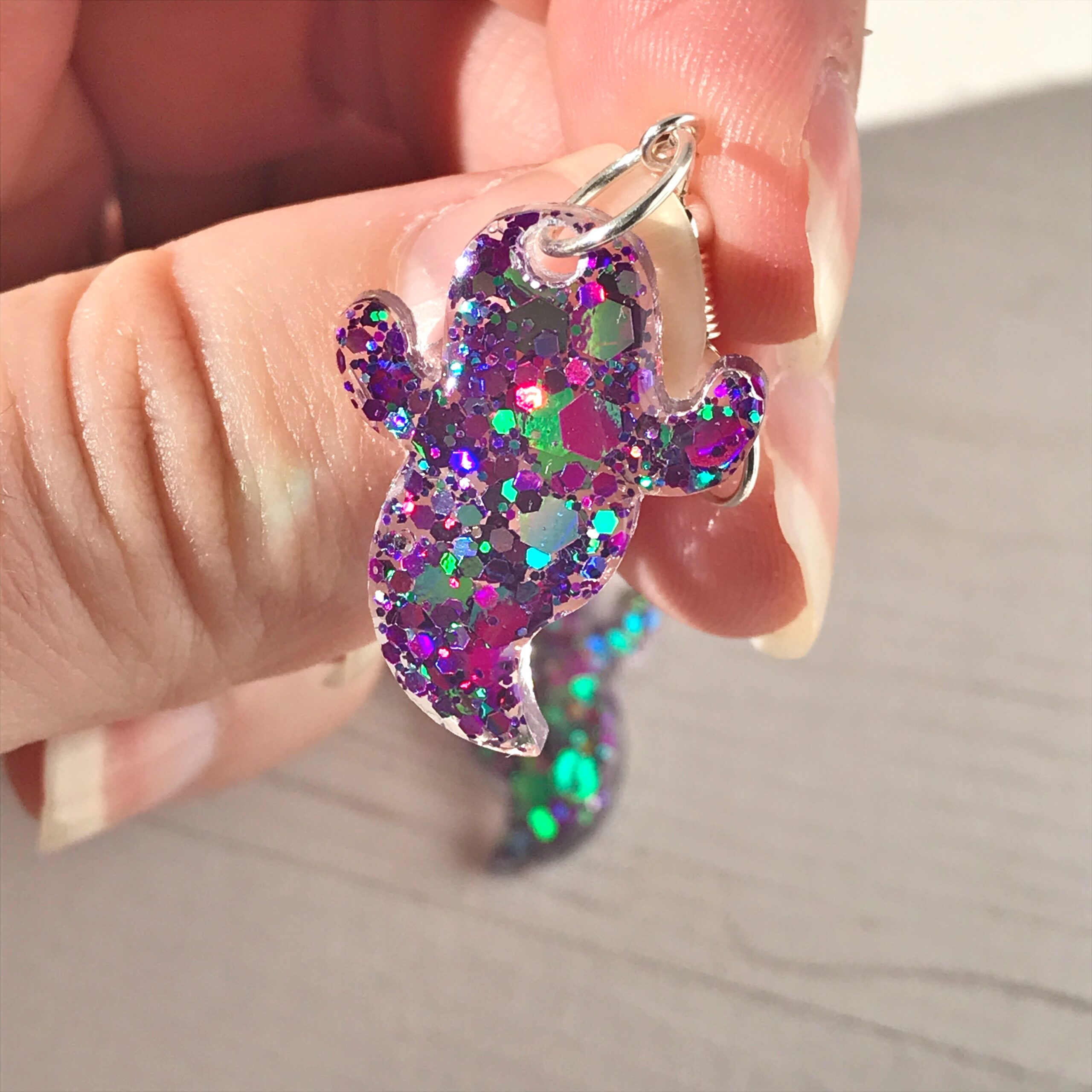 Cute Ghost Earrings | Purple Glitter mix Halloween