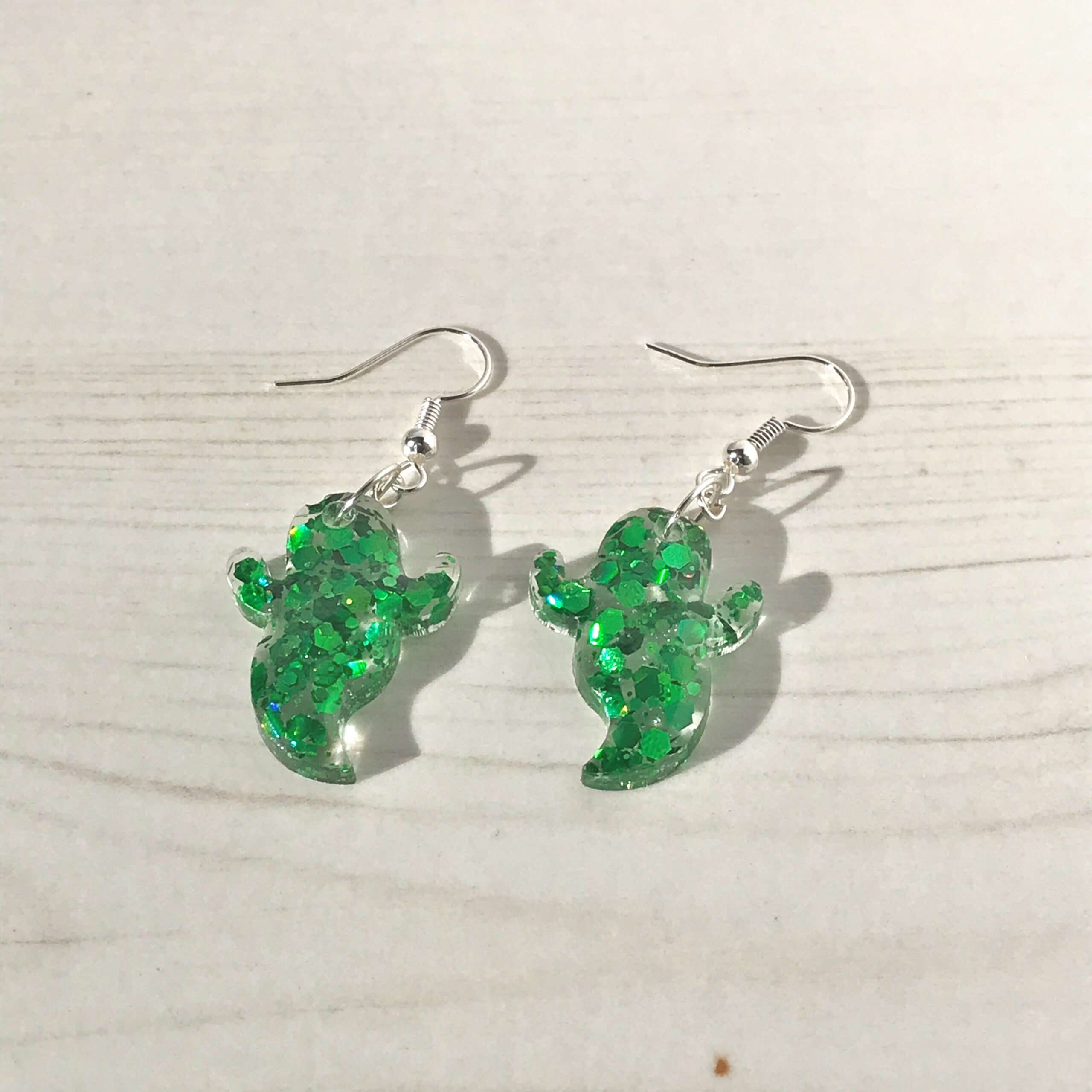 Cute Ghost Earrings |Green Glitter Ghost
