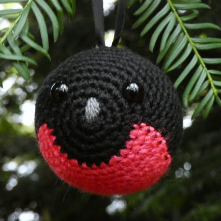 Australian Pink Robin crocheted tree decoration - ready to ship