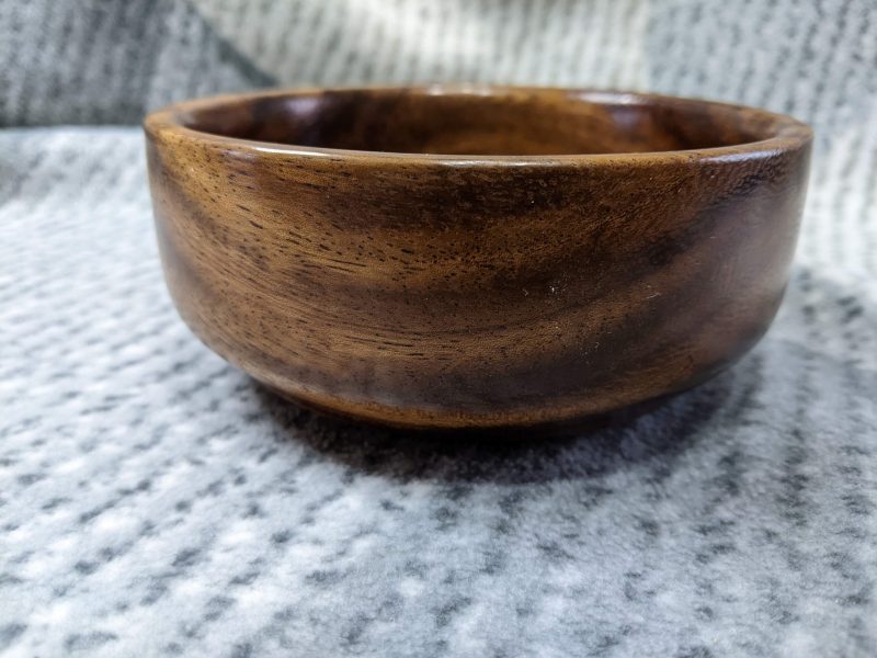 A hand turned wooden bowl made from Tanga Tanga wood