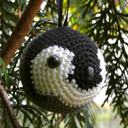 Penguin crocheted tree decoration - ready to ship