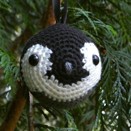 Penguin crocheted tree decoration - ready to ship