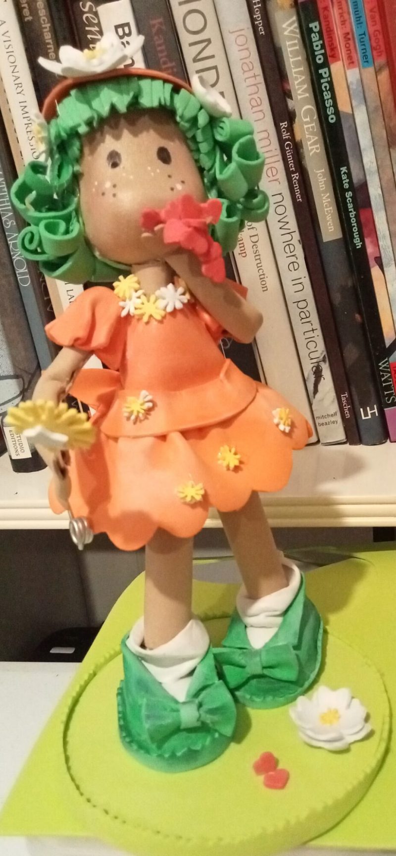 A Unique Flower Fairy Sending Hearts and Kisses - Decorative Artisan Figurine - OOAK