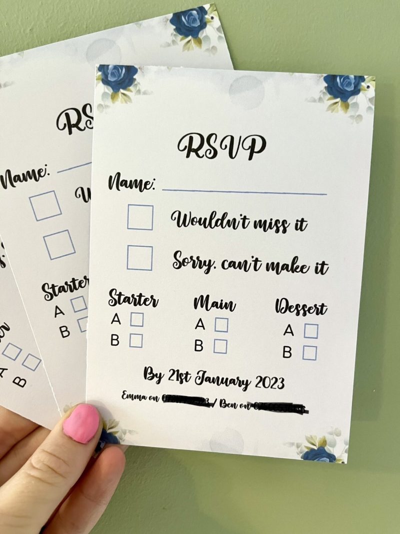 Blue Floral RSVP Cards