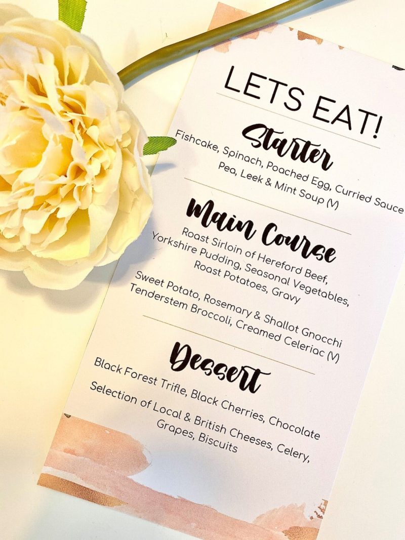 Copper Brush Menu Cards