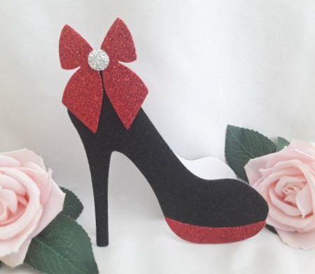 Cute Glittered Shoe Shape Card, Handmade Shoe Card