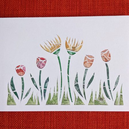 Postage Stamp Art Blank Greeting Cards Set - Set of 4 Blank Cards