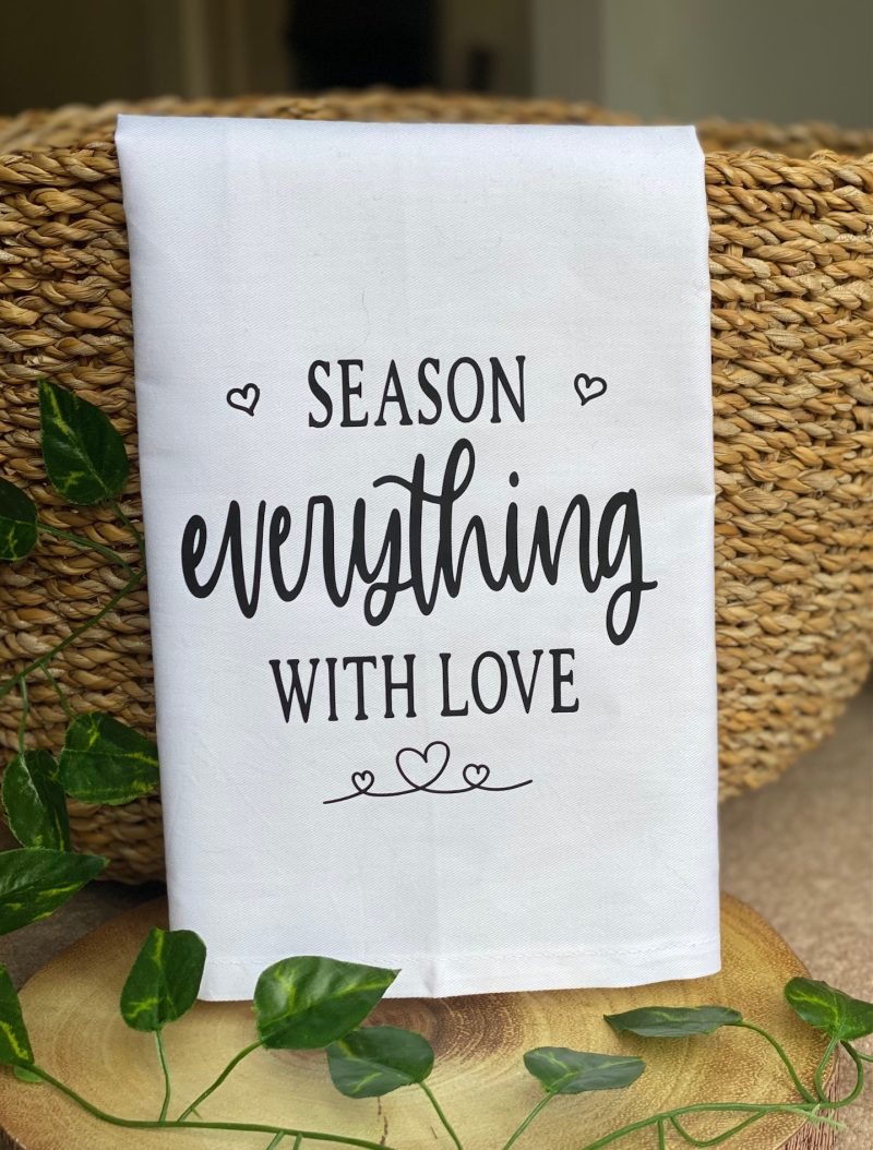 Personalised Tea Towel Easter/Spring - White Cotton