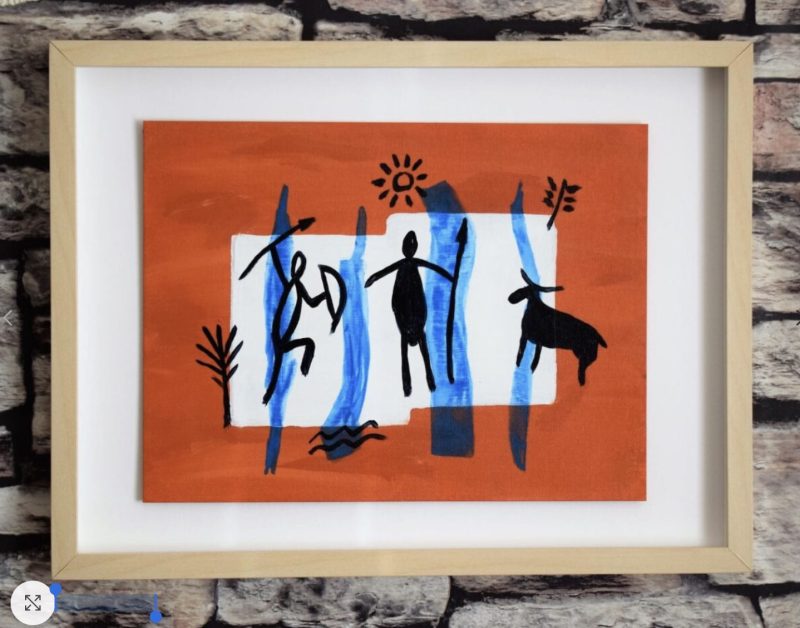 Primitive Man | Original Acrylic Abstract Painting Framed