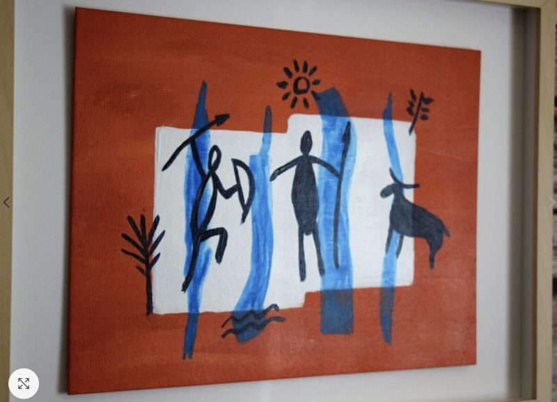 Primitive Man | Original Acrylic Abstract Painting Framed