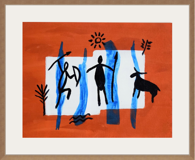 Primitive Man | Original Acrylic Abstract Painting Framed