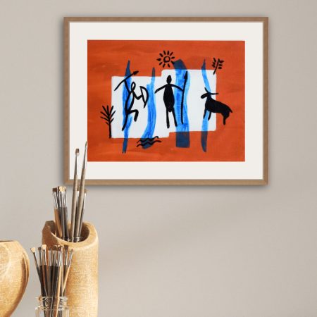 Primitive Man | Original Acrylic Abstract Painting Framed