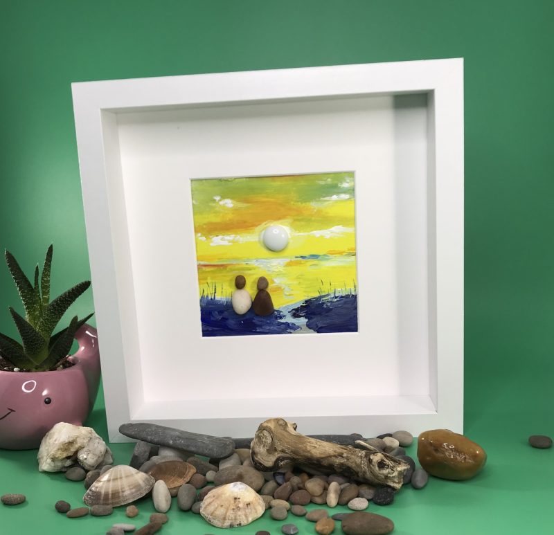White Hot Sun | 3D Pebble Art Framed