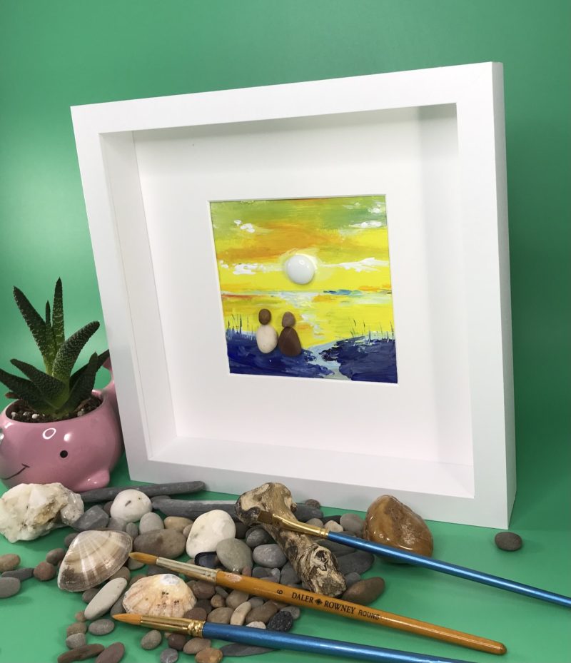 White Hot Sun | 3D Pebble Art Framed