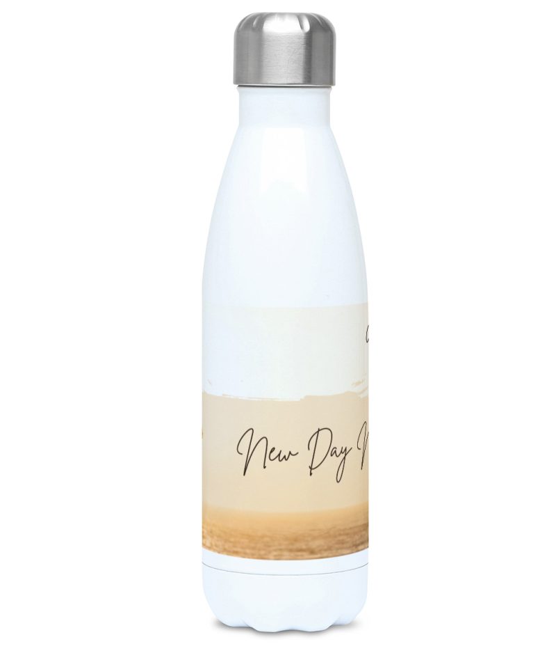 New Day New Spirit Print Stainless Steel Water Bottle – 500ml Hot/Cold – Unique Gift