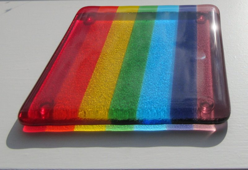 Handmade Fused Glass Rainbow Coaster