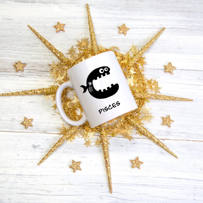 Unique Pisces Mug - 19th Feb To 20th Mar Birthdays - 11oz White Ceramic Tea/Coffee Mug