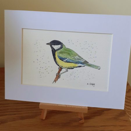 Great Tit original watercolour unframed