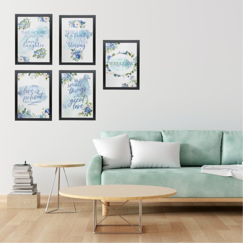 Home Wall Art Collection - Blue Hydrangeas - Black Framed Wall Art - Unique Prints